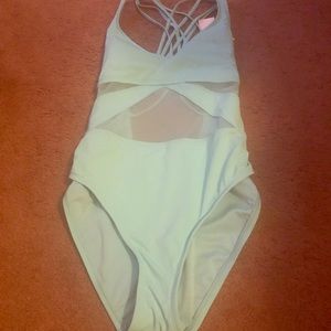 Mesh inset one piece swimsuit